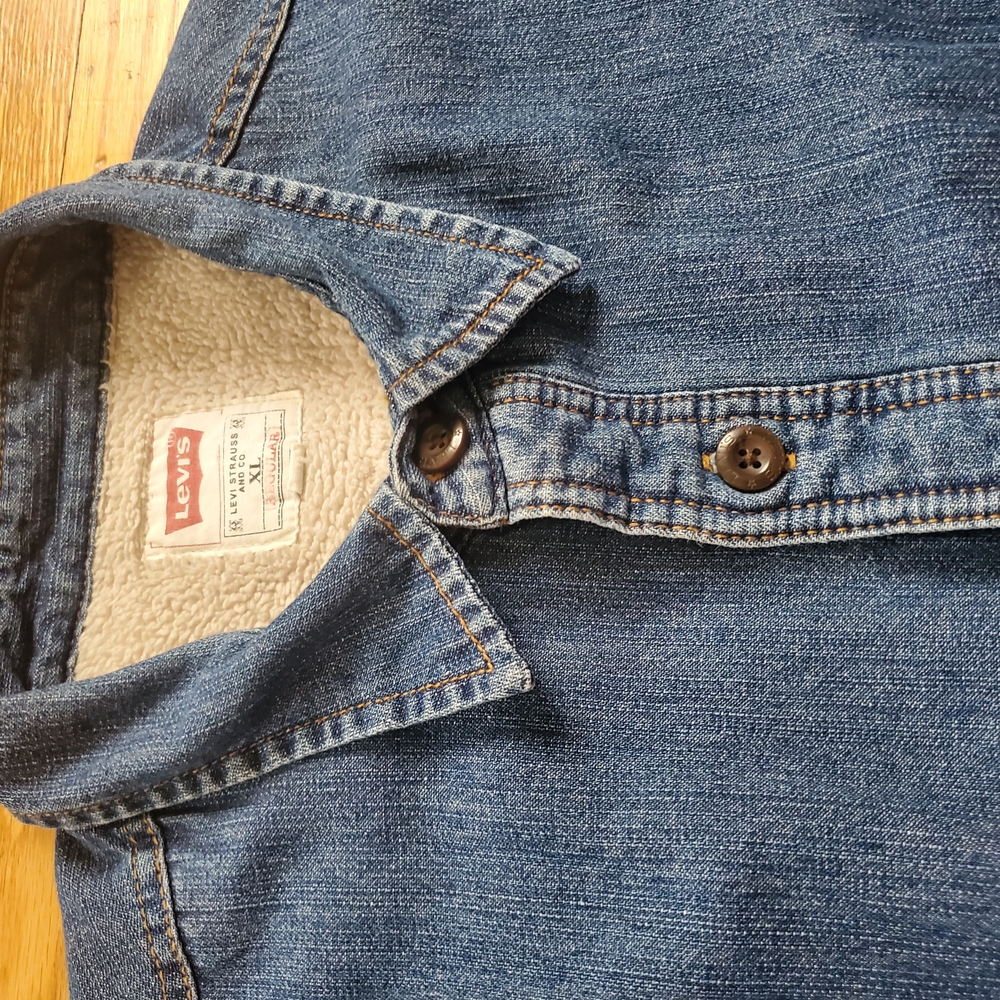 Levis Sherpa Lined White Tag Blue Jeans Jacket Mens Sz Xl - Picture 3 of 15